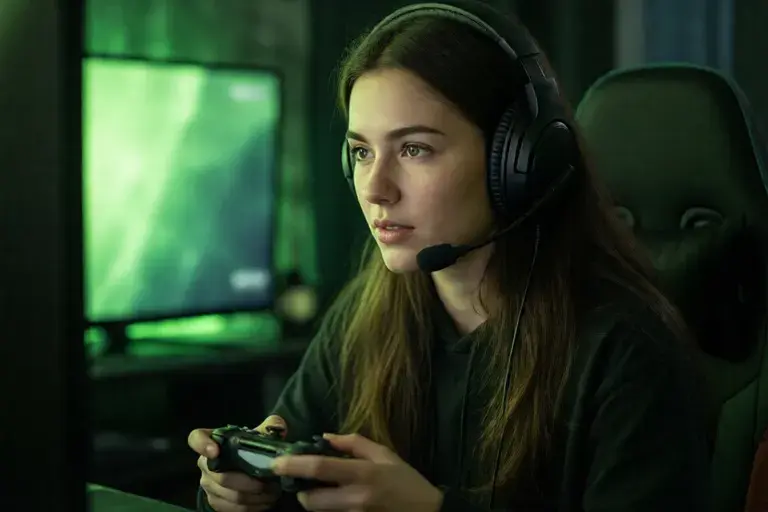 Gamer with a headset