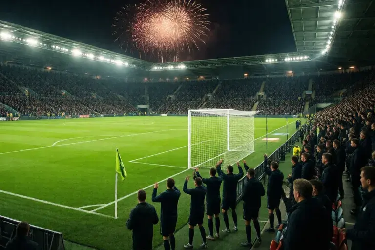 Packed stadium at night