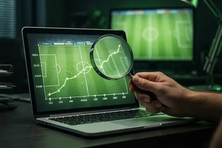 Magnifying glass over a match timeline