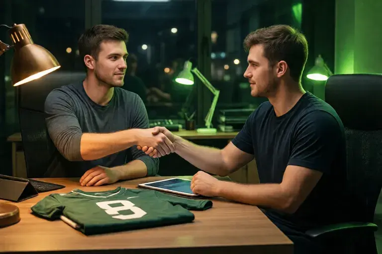 Handshake across a desk