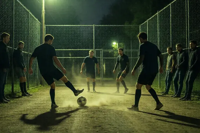 Street match on a caged dirt pitch