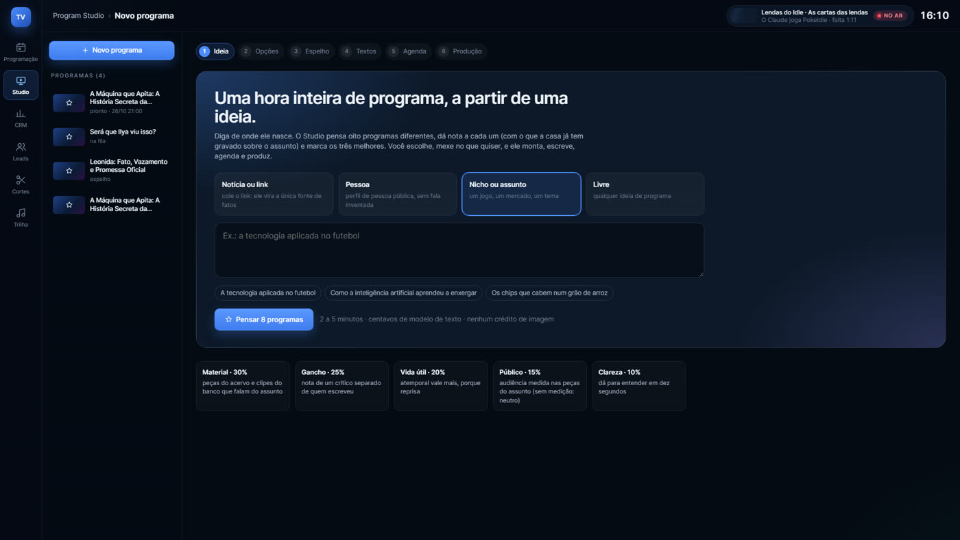 Program Studio: uma hora inteira de programa a partir de uma ideia